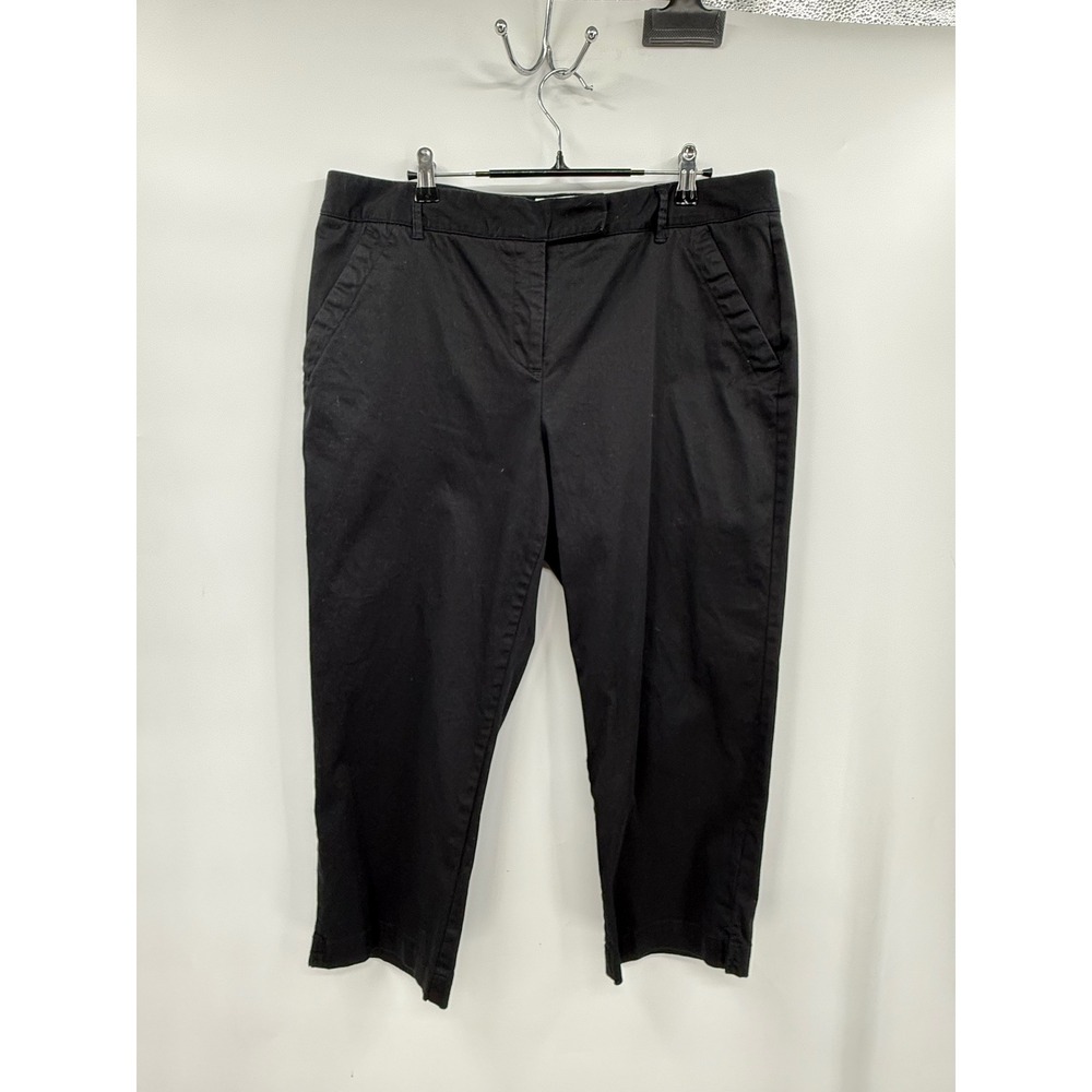 Charter Club 16 Cropped Pants Women Black Classic Fit Cotton Stretch Capris